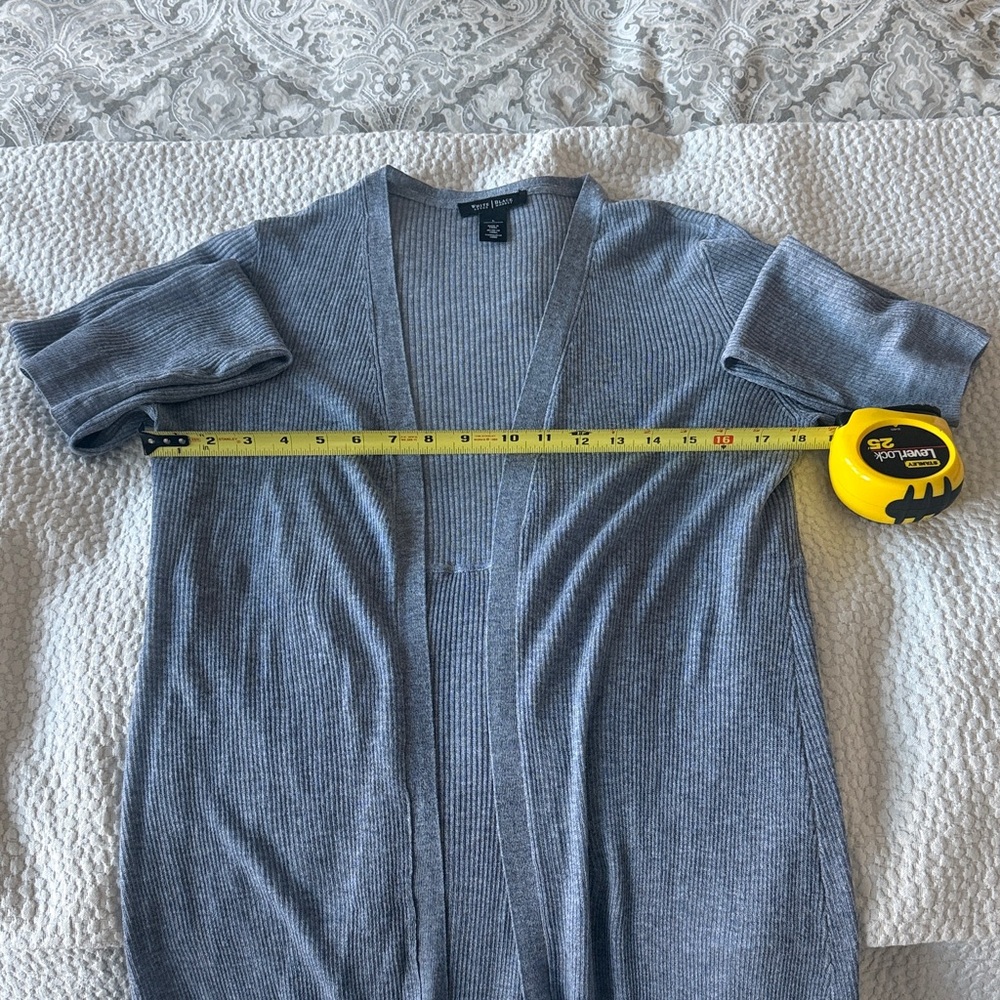 White House Black Market Ribbed light weight blue Duster size L - Picture 3 of 4
